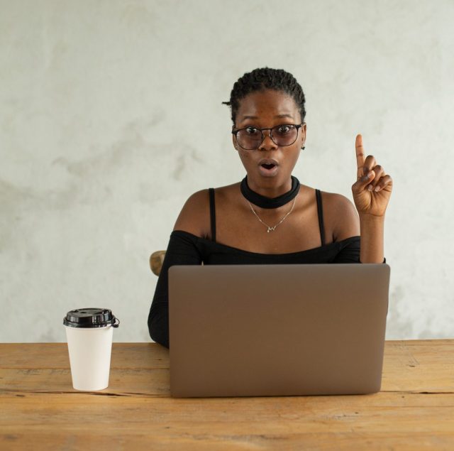 A student enjoys her online classes