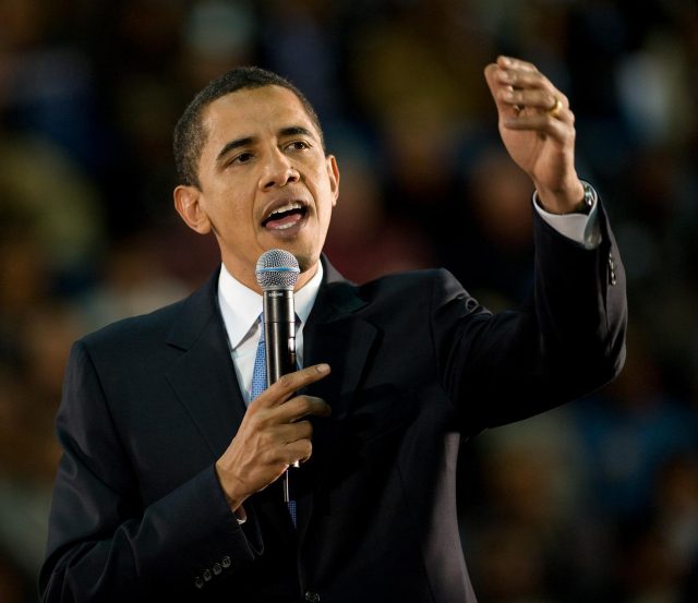 Barack Obama gives a speach