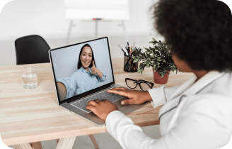 a woman using a laptop