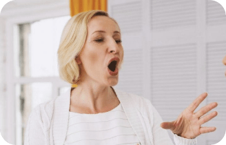 a woman with her mouth open